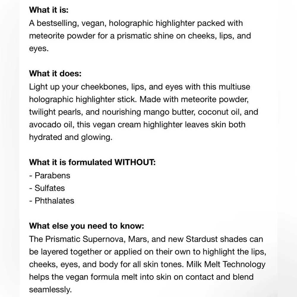 MILK Makeup Holographic Cream Prismatic Highlighter Stick MARS 🪞 NEW - Picture 3 of 3